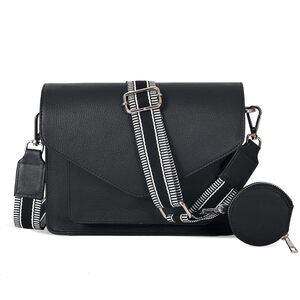 3915 Leather Flapover Crossbody Handbag Purse with Adjustable Strap &